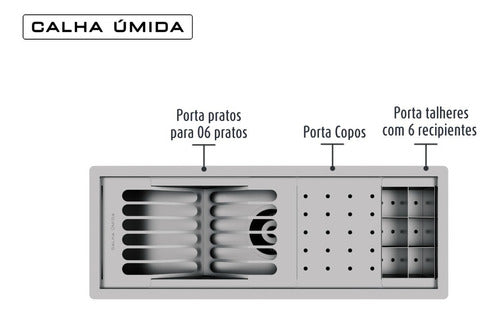 Escorredor Louça Inox Calha Úmida Embutido Sobrepor Canal