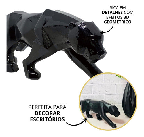 Pantera Negra Estatua Decoraçao Leopardo Escultura Premium