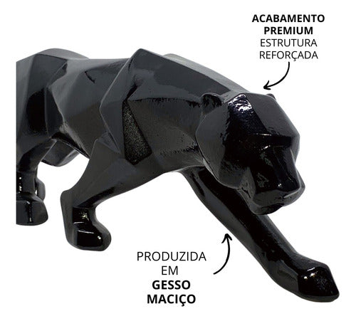 Pantera Negra Estatua Decoraçao Leopardo Escultura Premium