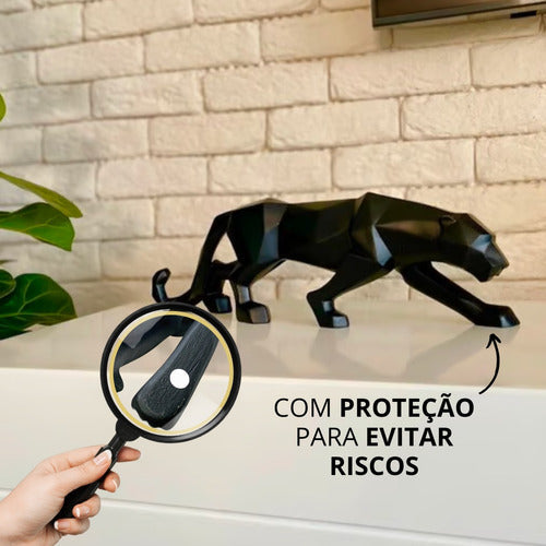 Pantera Negra Estatua Decoraçao Leopardo Escultura Premium