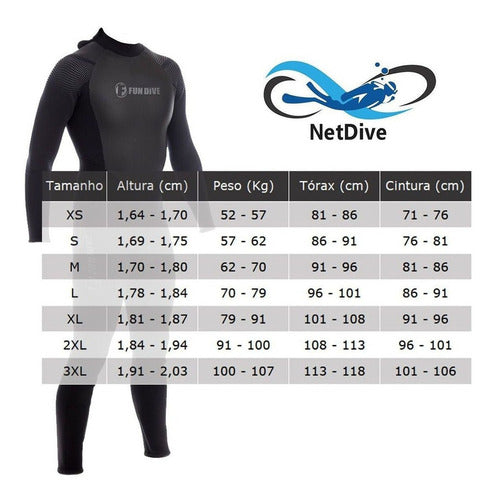 Roupa Long John 3 Mm Fun Dive - Mergulho Pesca Caiaque Surf - ®