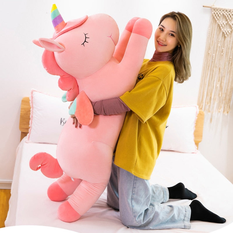 Urso De Pelúcia Unicórnio Rosa Super Macio (100cm)